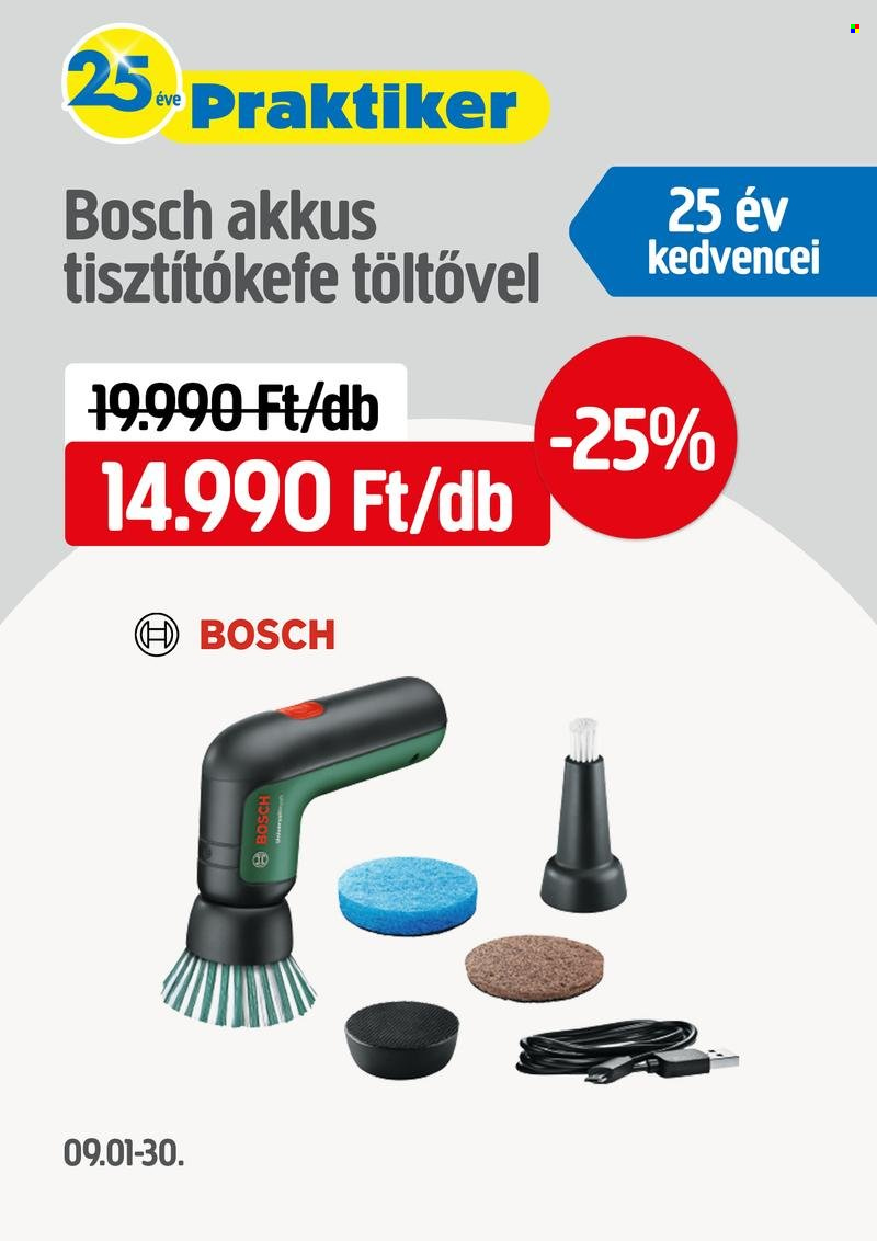 Praktiker akciós újsága  - 2023.09.01 - 2023.09.30 - Akciós termékek - tisztítókefe, Bosch.  1. Oldal