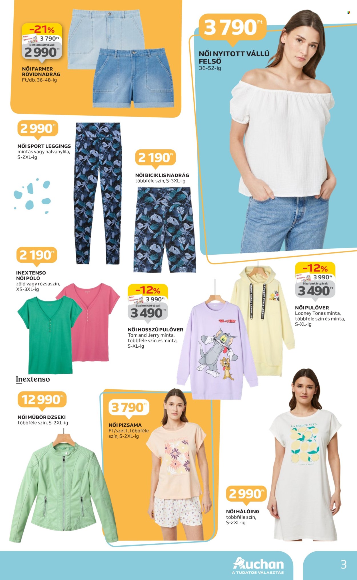 thumbnail - Auchan akciós újsága  - 2024.04.11 - 2024.05.08 - Akciós termékek - dzseki, nadrág, rövidnadrág, póló, felső, pulóver, pizsama, hálóing, leggings, Costa Coffee.  3. Oldal