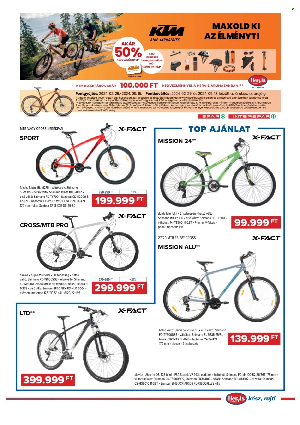 thumbnail - Hervis akciós újsága  - 2024.04.16 - 2024.05.05 - Akciós termékek - X-Fact, kerékpár, Shimano, bicikli, MTB.  7. Oldal