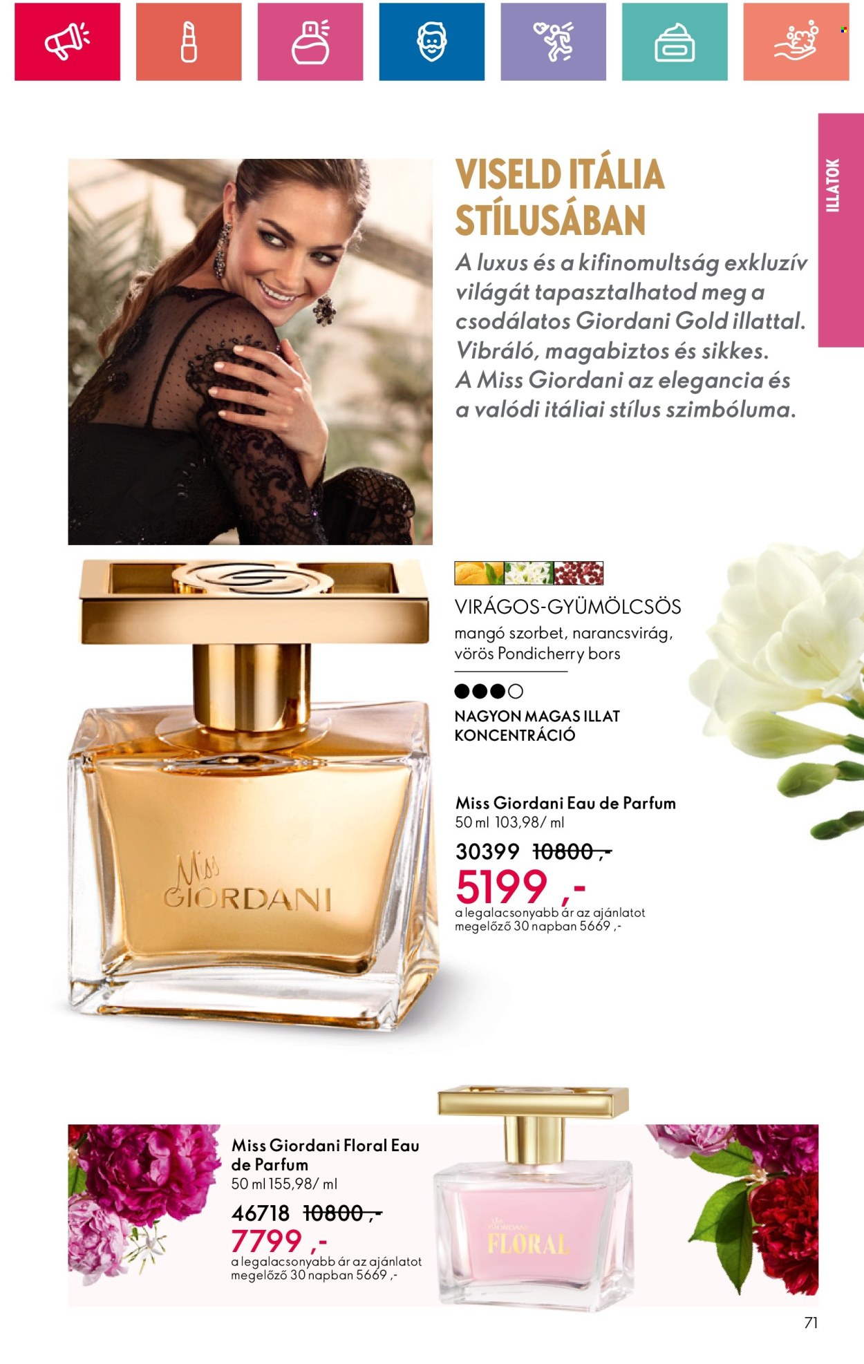thumbnail - Oriflame akciós újsága  - 2024.04.16 - 2024.05.06 - Akciós termékek - Giordani Gold, Miss Giordani, parfüm.  71. Oldal