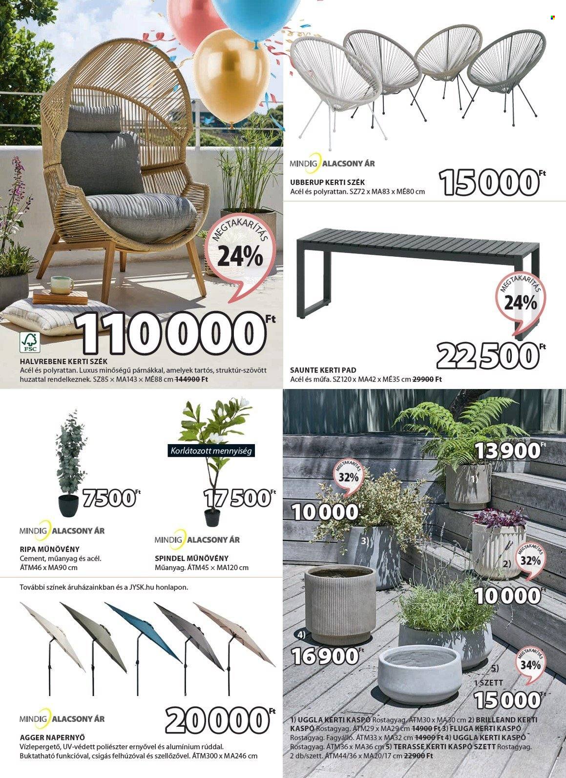 thumbnail - JYSK akciós újsága  - 2024.04.24 - 2024.05.19 - Akciós termékek - fotel, kerti fotel, szék, kerti szék, pad, kültéri pad, műnövény, kaspó, napernyő.  7. Oldal