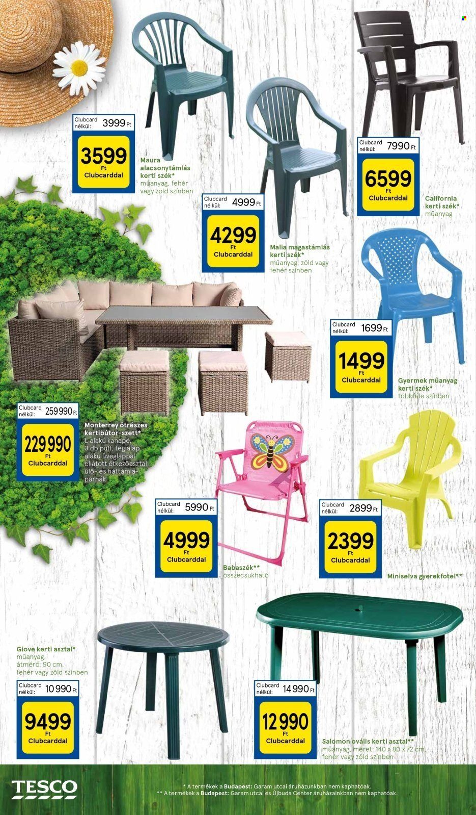 thumbnail - TESCO akciós újsága  - 2024.05.02 - 2024.05.28 - Akciós termékek - Salomon, szék, bútorok kertbe, kerti szék.  4. Oldal