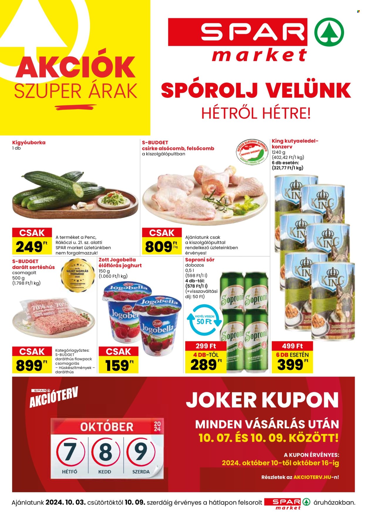 SPAR market akciós újságok - 2024.10.03 - 2024.10.09. Oldal 1