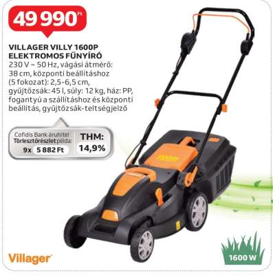 VILLAGER VILLY 1600P ELEKTROMOS FŰNYÍRÓ