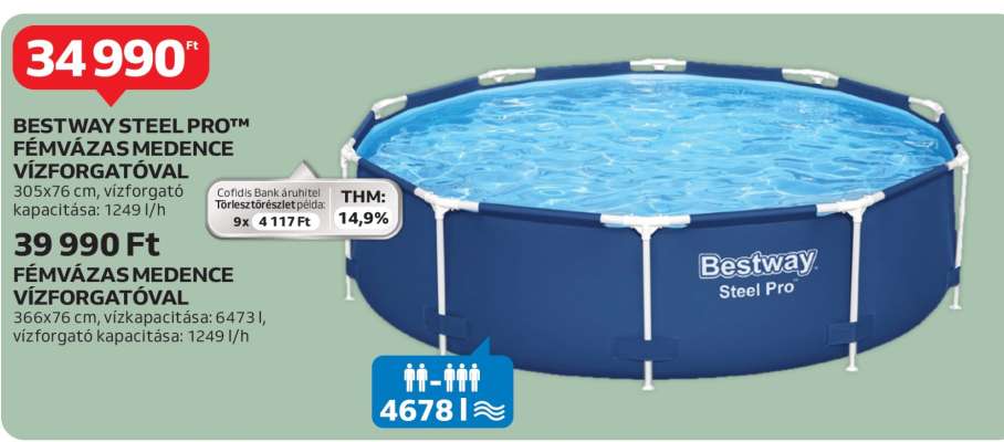 BESTWAY STEEL PRO™ FÉMVÁZAS MEDENCE VÍZFORGATÓVAL