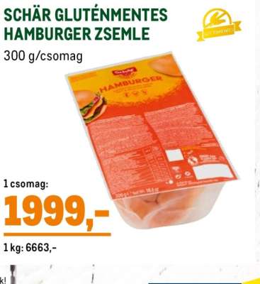 Schär Gluténmentes Hamburger Zsemle