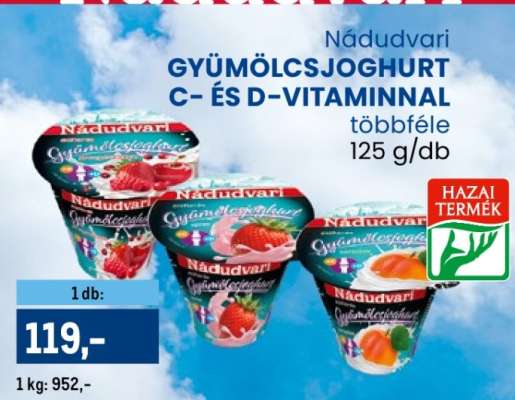 Nádudvari Gyümölcsjoghurt C- és D-vitaminnal