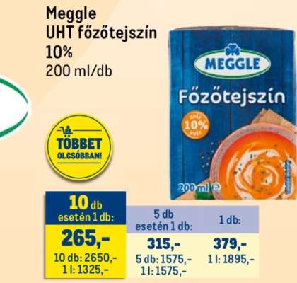 Meggle UHT főzőtejszín 10%