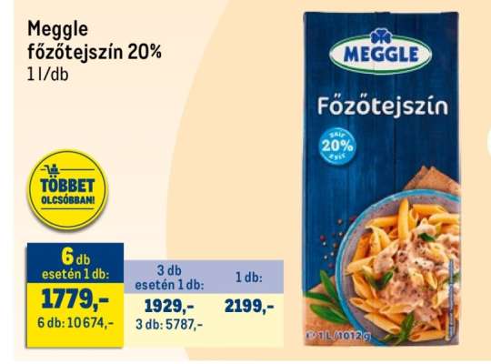 MEGGLE Főzőtejszín 20%