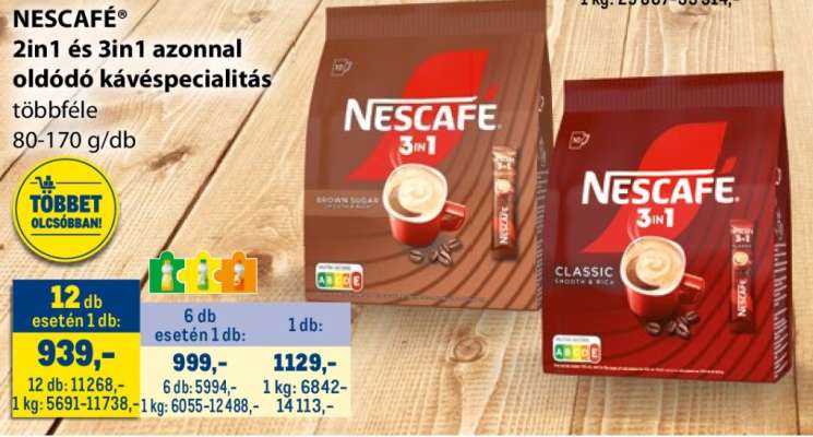 NESCAFÉ 2in1 és 3in1 azonnal oldódó kávéspecialitás