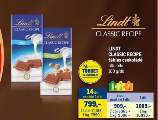 Lindt Classic Recipe táblás csokoládé