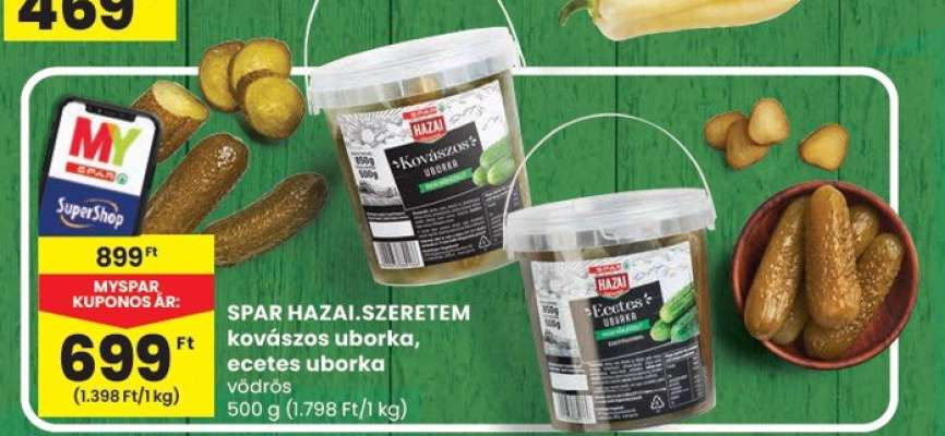 SPAR HAZAI.SZERETEM kovászos uborka, ecetes uborka vödrös