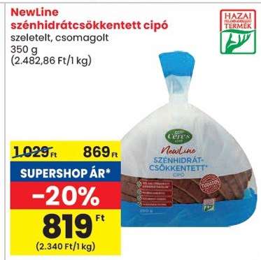 NewLine szénhidrátsökkentett cipó