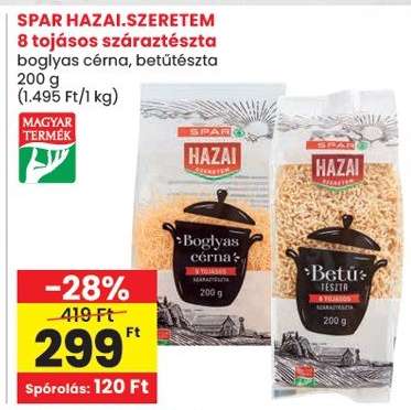 SPAR HAZAI.SZERETEM 8 tojásos száraztészta