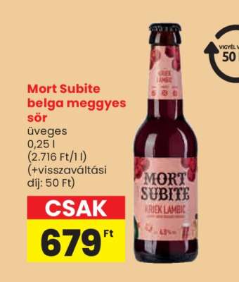 MORT SUBITE Belga meggyes sör