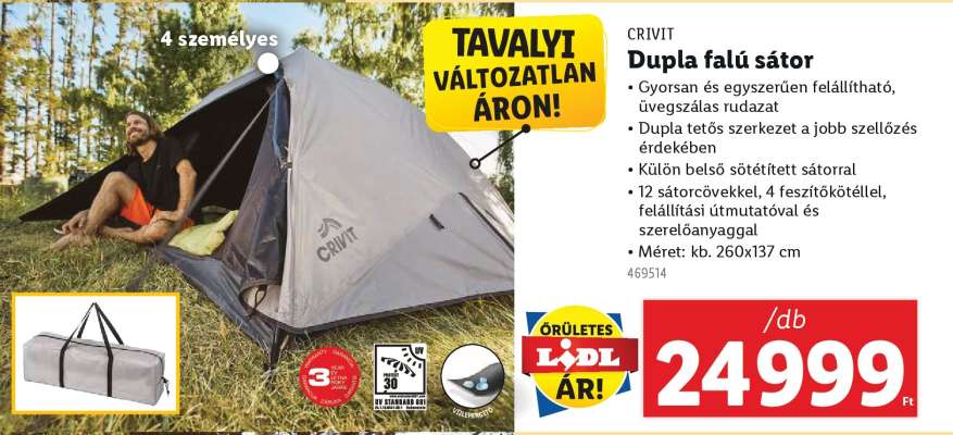 CRIVIT Dupla falú sátor