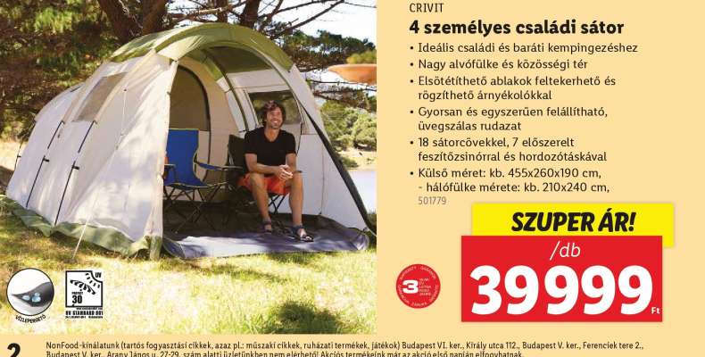CRIVIT 4 személyes családi sátor