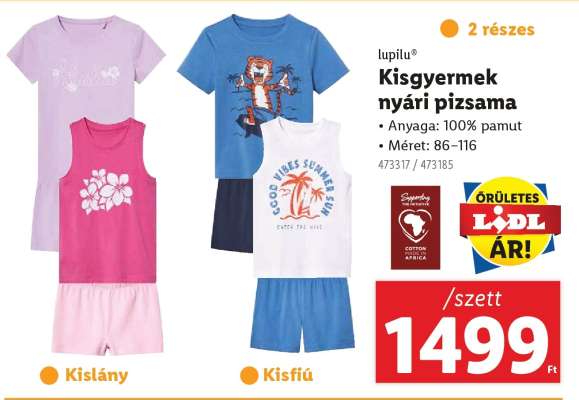 Kisgyermek nyári pizsama