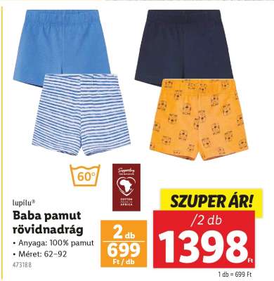 lupilu® Baba pamut rövidnadrág