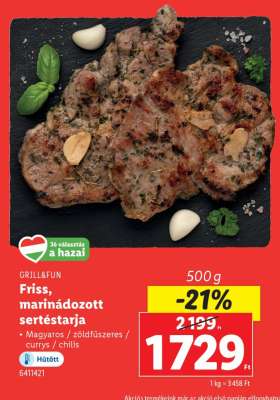 Friss, marinádozott sertéstarja