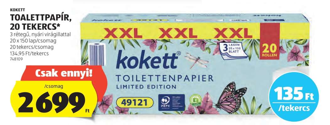 Kokett Toalettpapír, 20 tekercs