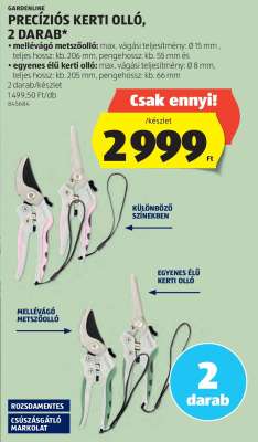 GARDENLINE PRECÍZIÓS KERTI OLLÓ, 2 DARAB