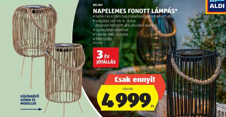 Napelemes Fonott Lámpás