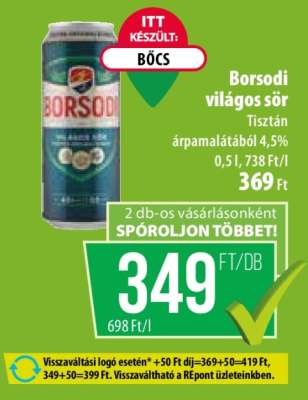 BORSODI Világos sör