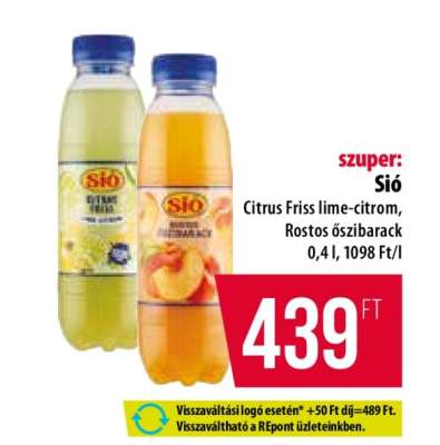 Sió Citrus Friss lime-citrom, Rostos őszibarack