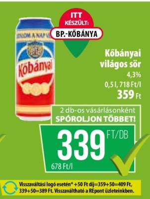 KŐBÁNYAI Világos sör*