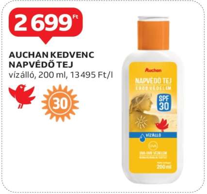 AUCHAN KEDVENC NAPVÉDŐ TEJ