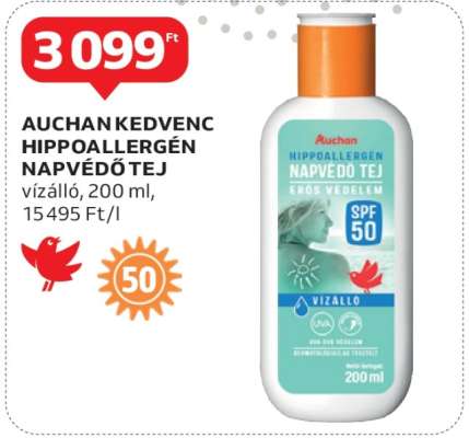 AUCHAN KEDVENC HIPPOALLERGÉN NAPVÉDŐ TEJ