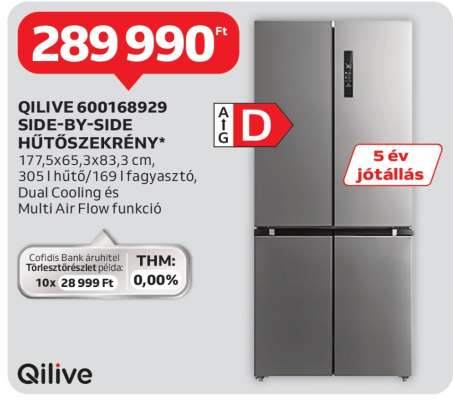 QILIVE 600168929 SIDE-BY-SIDE HŰTŐSZEKRÉNY