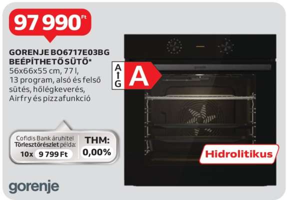 GORENJE BO6717E03BG BEÉPÍTHETŐ SÜTŐ