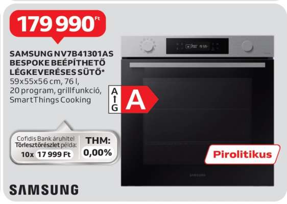 SAMSUNG NV7B41301AS BESPOKE BEÉPÍTHETŐ LÉGKEVERÉSES SÜTŐ