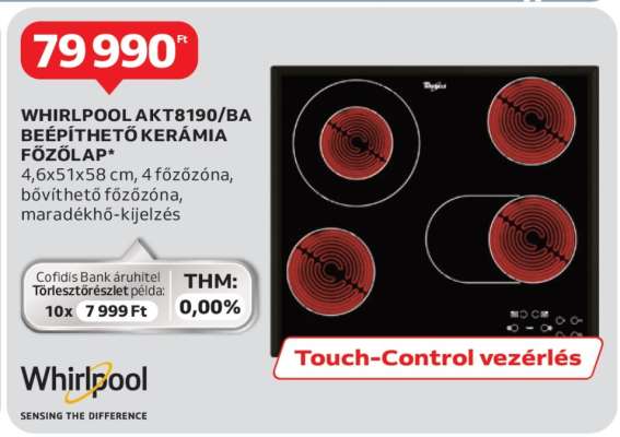 WHIRLPOOL AKT8190/BA Beépíthető Kerámia Főzőlap