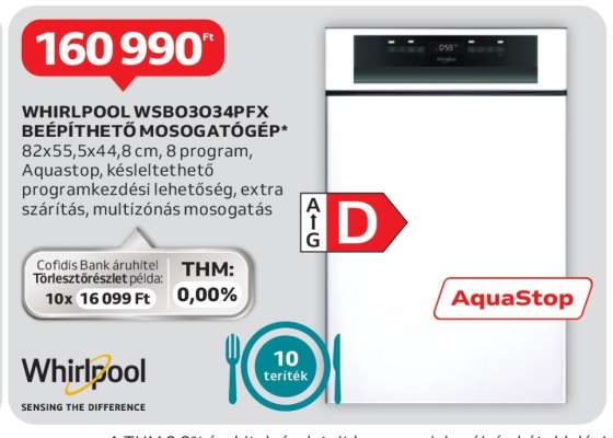 WHIRLPOOL WSBO3034PFX BEÉPÍTHETŐ MOSOGATÓGÉP