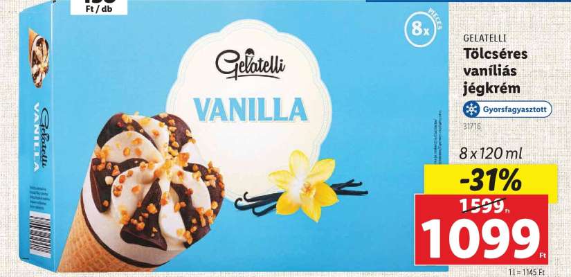 Gelatelli Tölcséres vaníliás jégkrém
