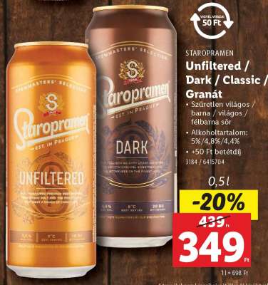 Staropramen Unfiltered / Dark / Classic / Granát
