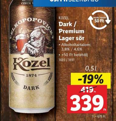 KOZEL Dark / Premium lager sör