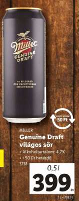 Miller Genuine Draft világos sör