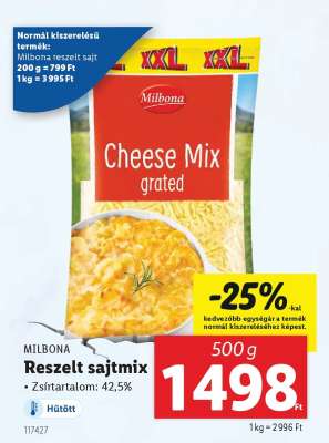 MILBONA Reszelt sajtmix