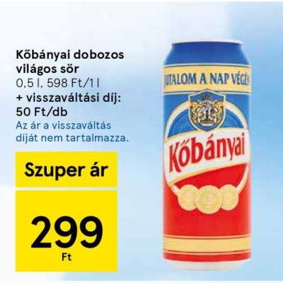 Kőbányai dobozos világos sör
