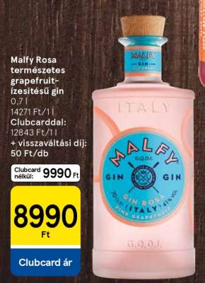 Malfy Rosa természetes grapefruit-ízesítésű gin