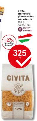 Civita szarvacska gluténmentes száraztészta