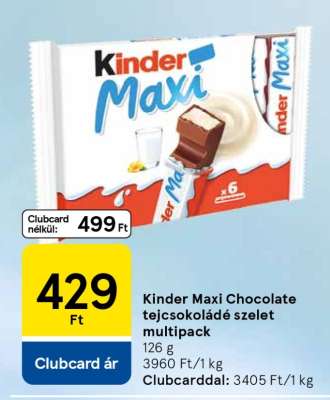 Kinder Maxi Chocolate tejcsokoládé szelet multipack