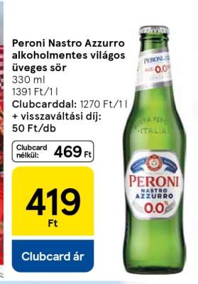 Peroni Nastro Azzurro alkoholmentes világos üveges sör