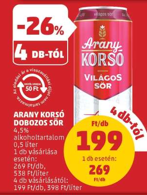 Arany Korsó Dobozos Sör