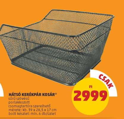 Hátsó kerékpár kosár