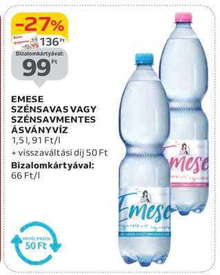 Emese Szénsavas vagy Szénsavmentes Ásványvíz